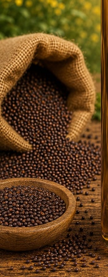 Mustard seeds ready for cold-pressing